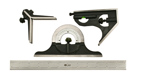 Combination Square and Protractor 4pc Set 